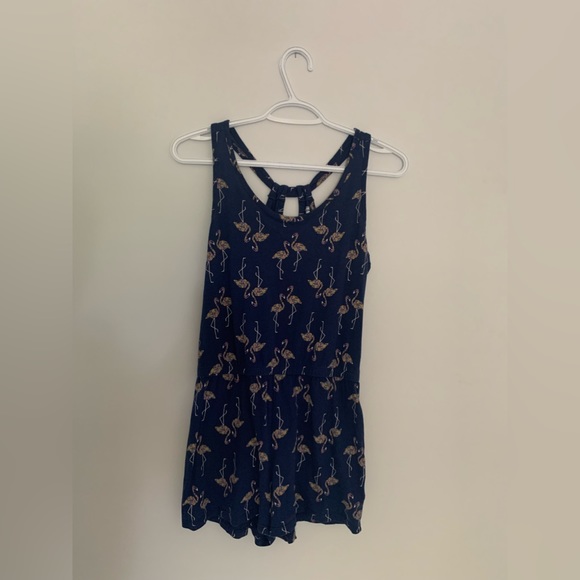 Old Navy Girls Patterned Navy Blue Romper - Picture 1 of 3